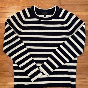 J. Crew White and Navy Striped Women’s Sweater